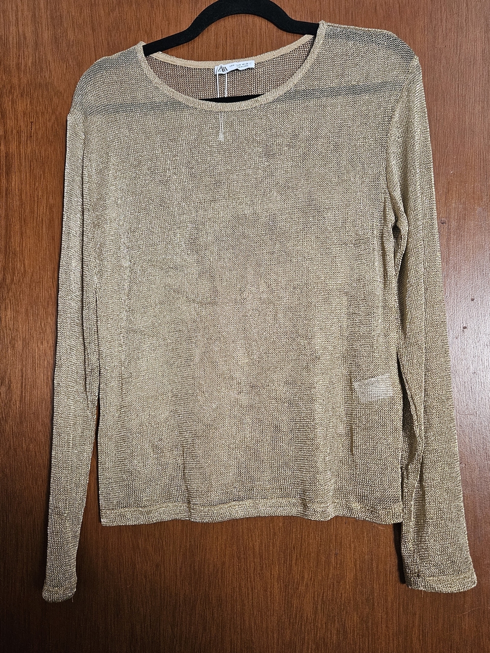 Zara Metallic Gold Long Sleeve Top